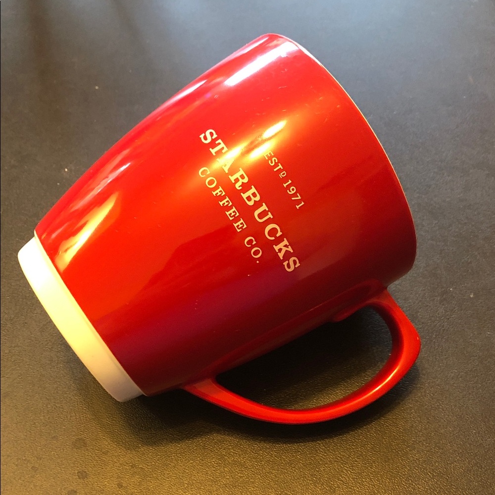 Starbucks Red Glossy Ceramic Mug with Gold Logo